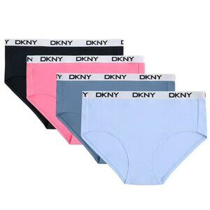 DKNYC 4-Pack Cotton Bikini Panties in Black, Pink, Blue, Light Blue